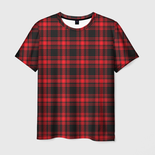 Мужская футболка 3D с принтом Красная клетка, вид спереди #2