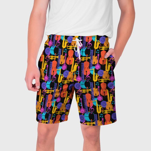 Мужские шорты 3D с принтом Джаз, вид спереди #2