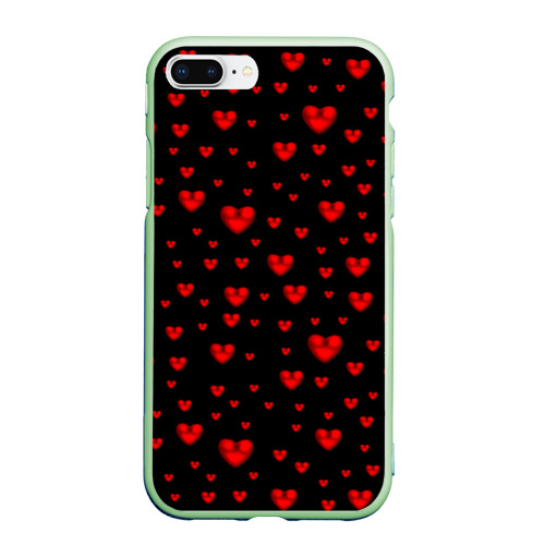 Чехол для iPhone 7Plus/8 Plus матовый с принтом Красные сердца, вид спереди #2