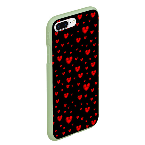 Чехол для iPhone 7Plus/8 Plus матовый с принтом Красные сердца, вид сбоку #3