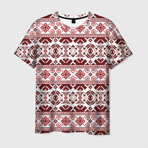 Мужская футболка 3D с принтом Русские народные узоры, вид спереди #2