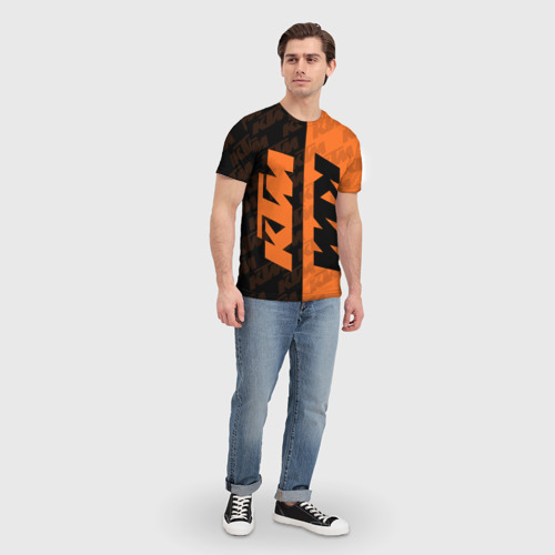 Мужская футболка 3D с принтом KTM | КТМ (Z), вид сбоку #3