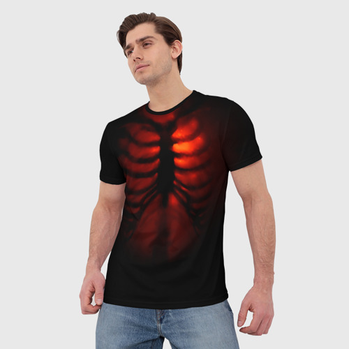 Мужская 3D футболка с принтом Скелет и тепло души, фото на моделе #1