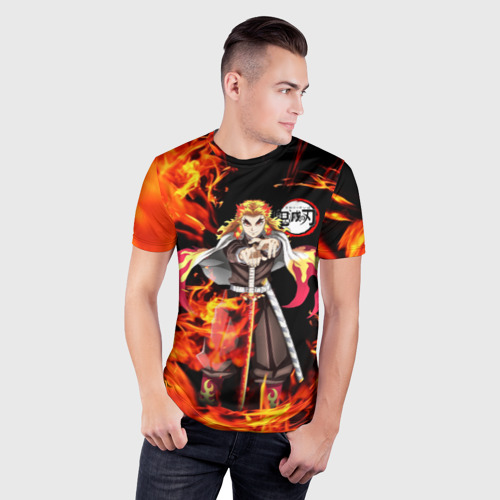 Мужская футболка 3D Slim с принтом КЛИНОК РАССЕКАЮЩИЙ ДЕМОНОВ, фото на моделе #1