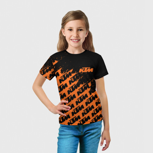 Детская футболка 3D с принтом KTM | КТМ, вид сбоку #3