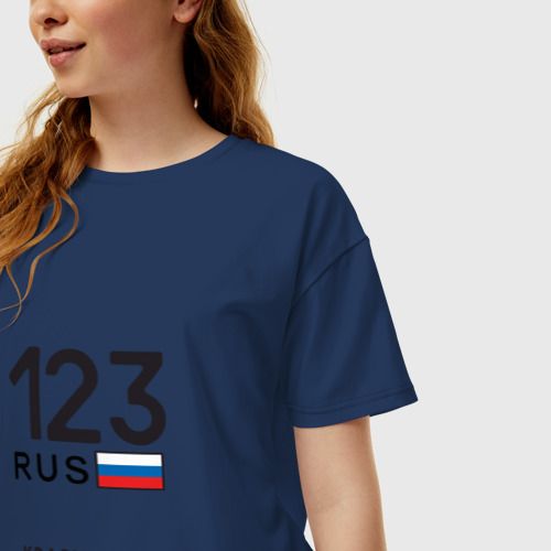 Женская футболка хлопок Oversize с принтом Краснодарский край 123 rus, фото на моделе #1