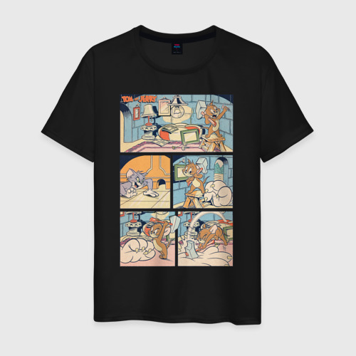 Мужская футболка с принтом Том и Джерри комикс, вид спереди #2