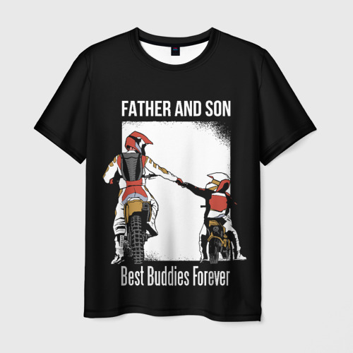 Мужская футболка 3D с принтом Папа и сын, вид спереди #2