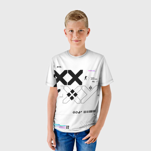 Детская футболка 3D с принтом Printstream style Поток информации Белизна 1,Перламутр 1, фото на моделе #1