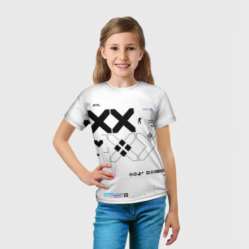 Детская футболка 3D с принтом Printstream style Поток информации Белизна 1,Перламутр 1, вид сбоку #3