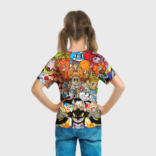Детская футболка 3D с принтом Cuphead, вид сзади #2