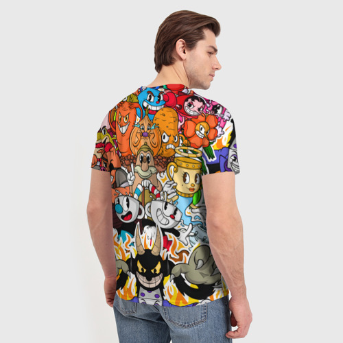 Мужская 3D футболка с принтом CUPHEAD, вид сзади #2