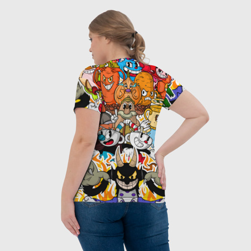 Женская футболка 3D с принтом CUPHEAD, вид сзади #2