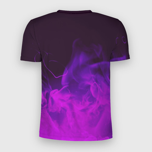 Мужская футболка 3D Slim с принтом Дзётаро фиолетовое пламя, вид сзади #1