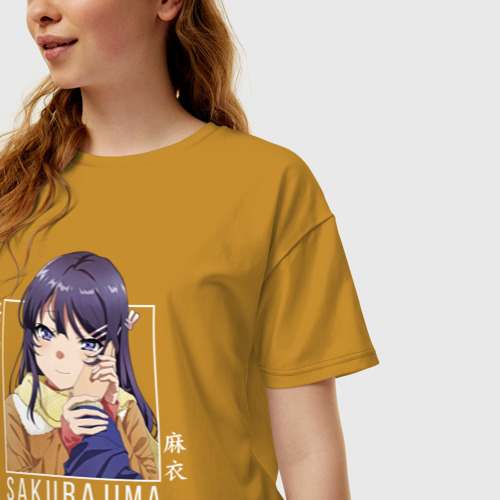 Женская футболка хлопок Oversize с принтом Sakurajima Mai, фото на моделе #1