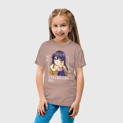 Детская футболка хлопок с принтом Sakurajima Mai, вид сбоку #3