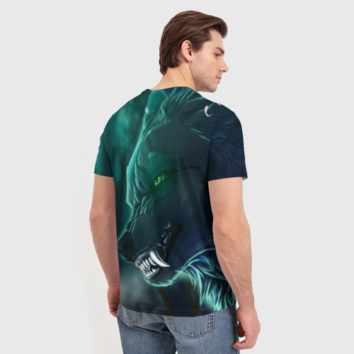 Мужская футболка 3D с принтом ВОЛЧИЙ ОСКАЛ, вид сзади #2