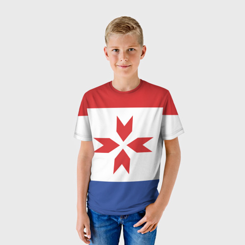 Детская 3D футболка с принтом Мордовия, фото на моделе #1