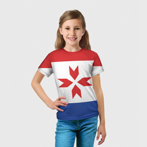 Детская 3D футболка с принтом Мордовия, вид сбоку #3