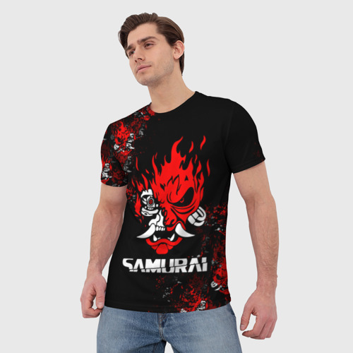 Мужская 3D футболка с принтом SAMURAI \ CYBERPUNK 2077, фото на моделе #1