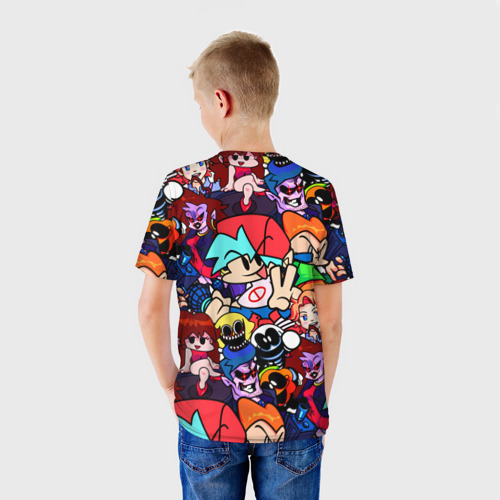 Детская 3D футболка с принтом Friday Night Funkin (все), вид сзади #2