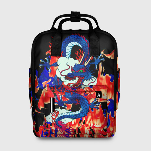 Женский рюкзак 3D с принтом Огненный Дракон, вид спереди #2