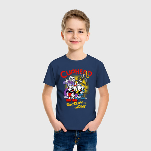 Детская футболка хлопок с принтом Cuphead, главные Герои, фото на моделе #1