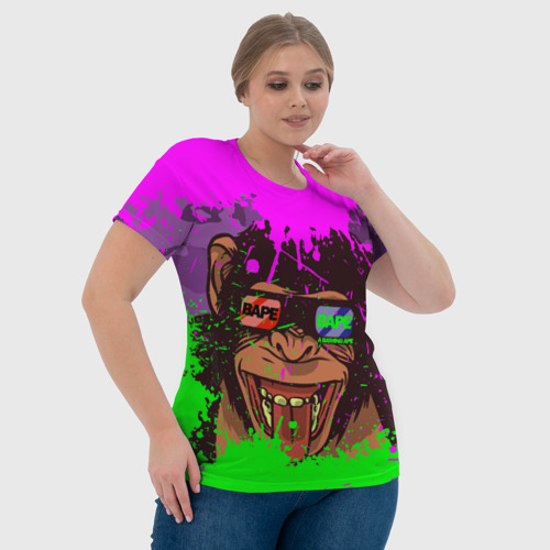 Женская футболка 3D с принтом 3D Neon Monkey, фото #4