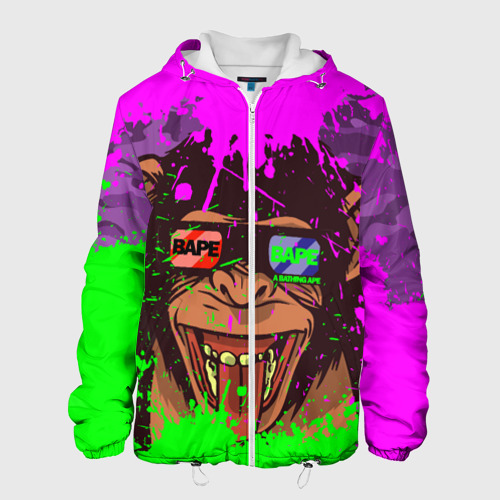 Мужская куртка 3D с принтом 3D Neon Monkey, вид спереди #2