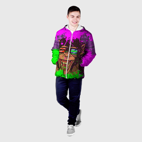 Мужская куртка 3D с принтом 3D Neon Monkey, фото на моделе #1