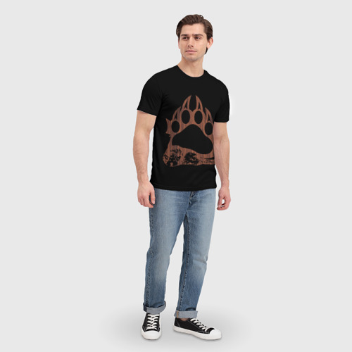 Мужская футболка 3D с принтом Wolf Wood Style, вид сбоку #3