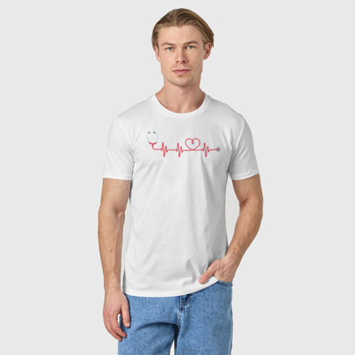 Мужская футболка хлопок с принтом Стетоскоп, фото на моделе #1