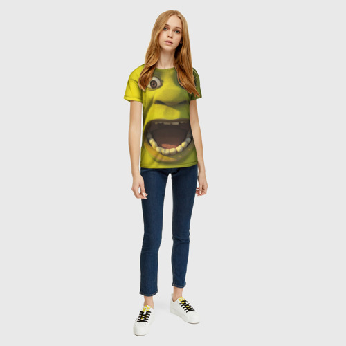 Женская футболка 3D с принтом Shrek, вид сбоку #3