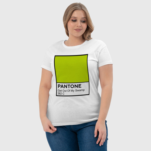 Женская футболка хлопок с принтом Pantone Shrek Get Out Of My Swamp, фото #4