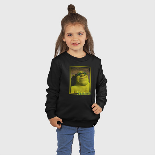Детский свитшот хлопок с принтом Шрек в Очках, фото на моделе #1