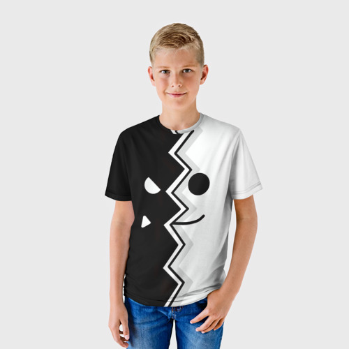 Детская 3D футболка с принтом Geometry Dash морда, фото на моделе #1