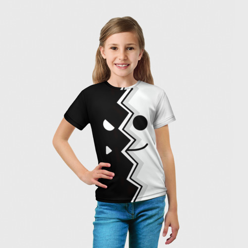 Детская 3D футболка с принтом Geometry Dash морда, вид сбоку #3