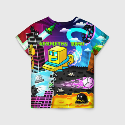Детская 3D футболка с принтом Geometry Dash, вид сзади #1