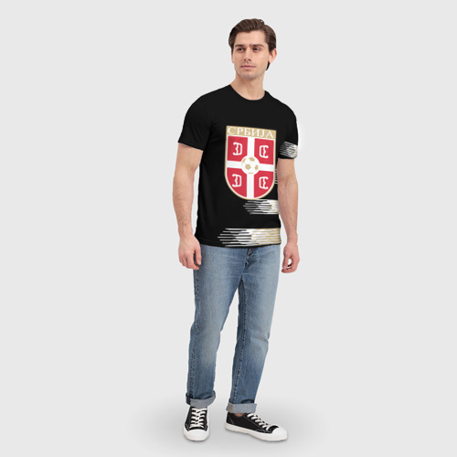 Мужская 3D футболка с принтом Сборная Сербии, вид сбоку #3