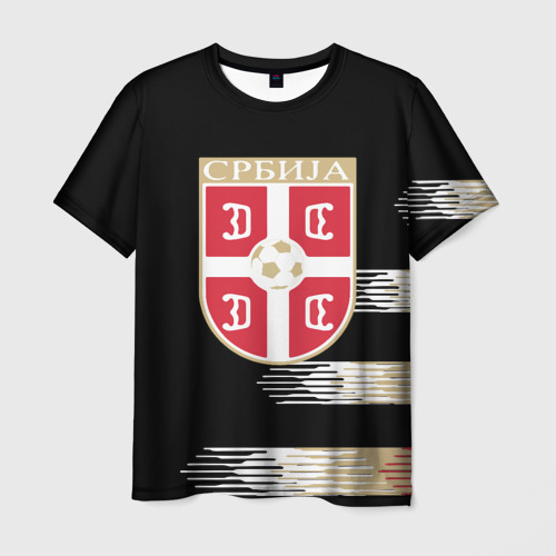 Мужская 3D футболка с принтом Сборная Сербии, вид спереди #2