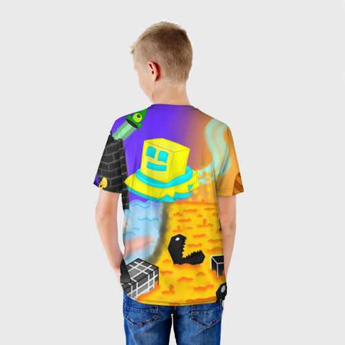 Детская 3D футболка с принтом Geometry Dash | RobTop (Z), вид сзади #2
