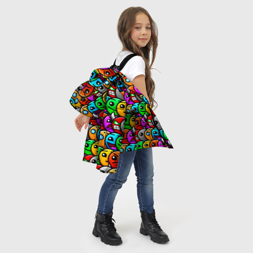 Зимняя куртка для девочек 3D с принтом Geometry Dash, фото #4