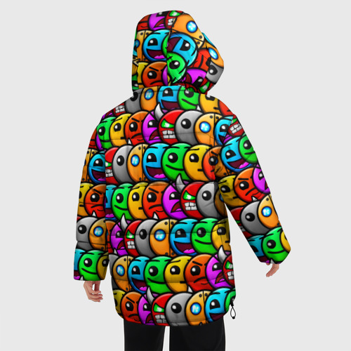 Женская зимняя куртка 3D с принтом Geometry Dash, вид сзади #2