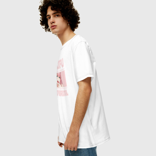 Мужская футболка хлопок Oversize с принтом Waifu material, вид сбоку #3