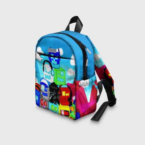 Детский рюкзак 3D с принтом GEOMETRY DASH / ГЕОМЕТРИ ДАШ, вид сбоку #3