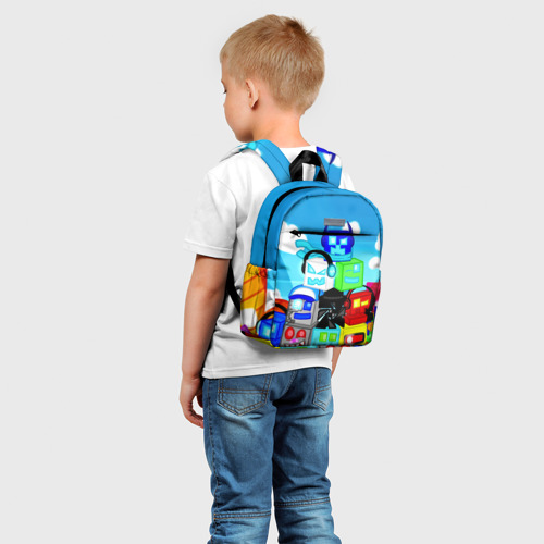 Детский рюкзак 3D с принтом GEOMETRY DASH / ГЕОМЕТРИ ДАШ, фото на моделе #1