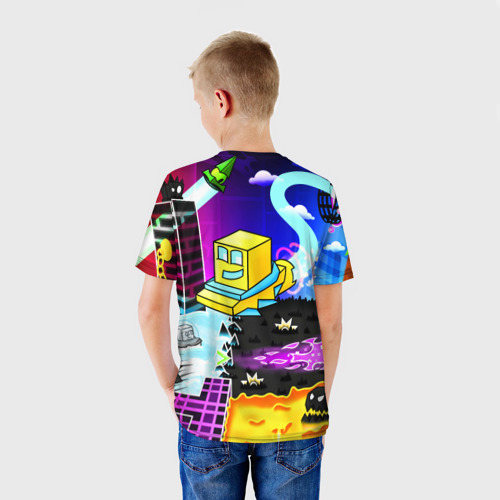 Детская футболка 3D с принтом GEOMETRY DASH / ГЕОМЕТРИ ДАШ, вид сзади #2
