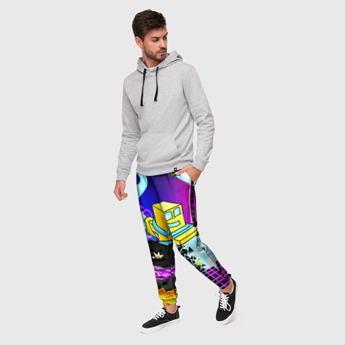Мужские брюки 3D с принтом GEOMETRY DASH / ГЕОМЕТРИ ДАШ, фото на моделе #1
