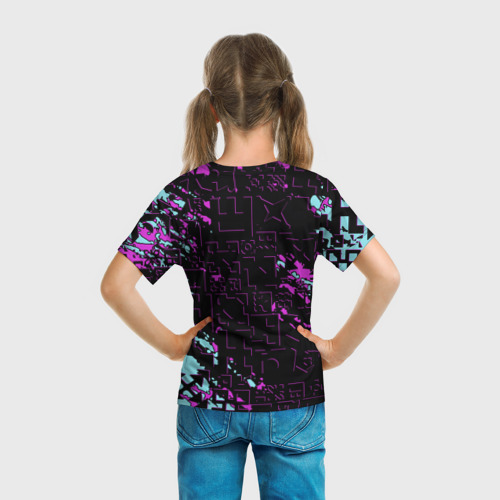 Детская футболка 3D с принтом Geometry Dash, вид сзади #2