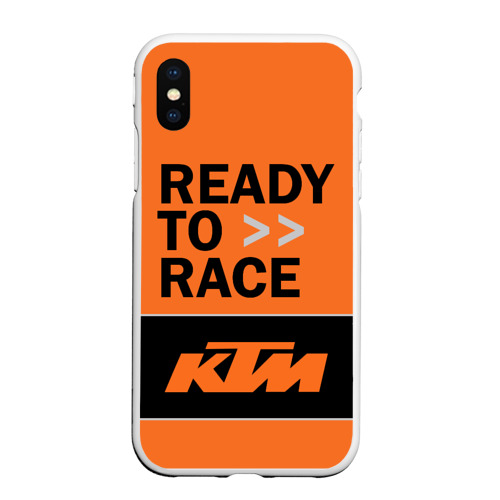 Чехол для iPhone XS Max матовый с принтом KTM | READY TO RACE (Z), вид спереди #2